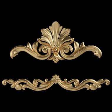 Siyah bir zemin üzerine altın süsleme