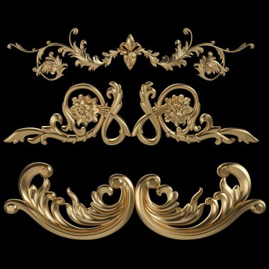 Siyah bir zemin üzerine altın süsleme