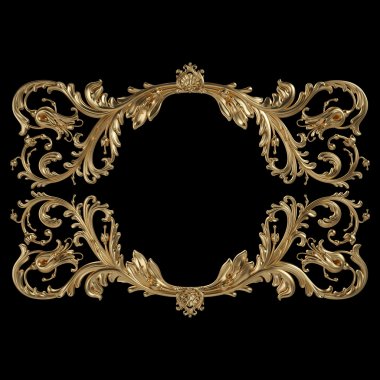 Gold frame. Isolated over black background clipart