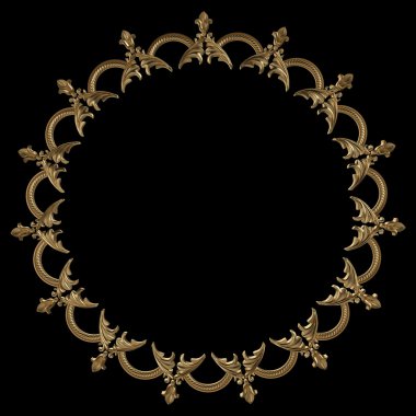 Altın Çerçeve. Siyah arka plan üzerinde izole