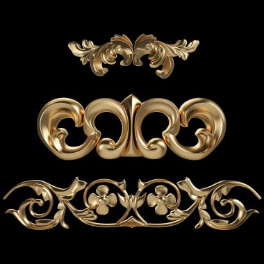 Siyah bir zemin üzerine altın süsleme