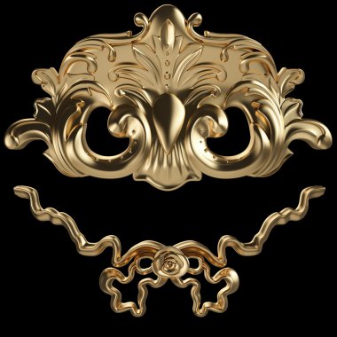 Siyah bir zemin üzerine altın süsleme