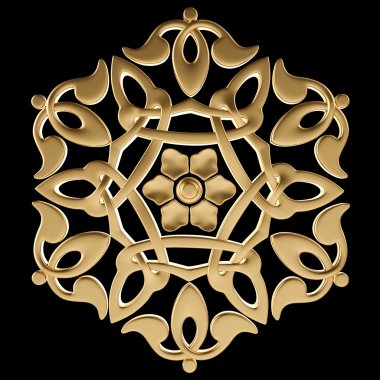 Siyah bir zemin üzerine altın süsleme