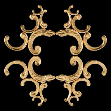 Siyah bir zemin üzerine altın süsleme