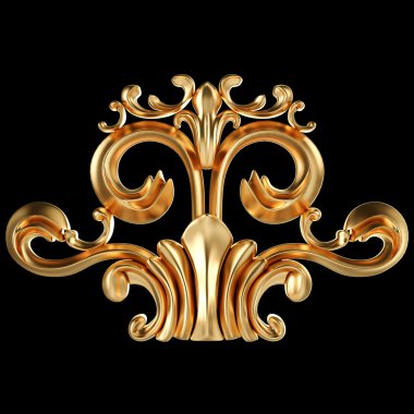 Siyah bir zemin üzerine altın süsleme