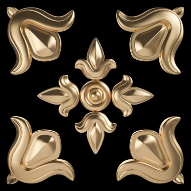 Siyah bir zemin üzerine altın süsleme