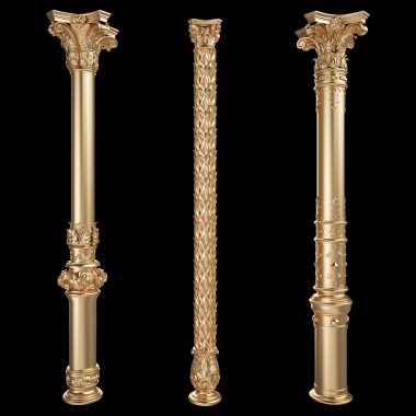 Altın sütun Siyah arka plan üzerine izole