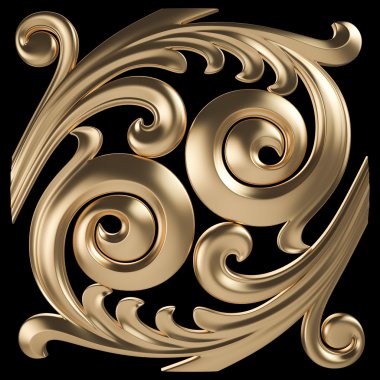 Siyah bir zemin üzerine altın süsleme