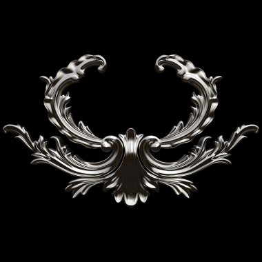 Krom süsleme. Siyah arka plan üzerinde izole