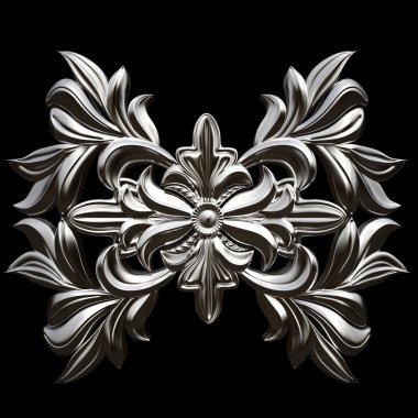 Krom süsleme. Siyah arka plan üzerinde izole