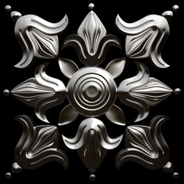 Krom süsleme. Siyah arka plan üzerinde izole