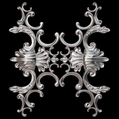 Krom süsleme. Siyah arka plan üzerinde izole