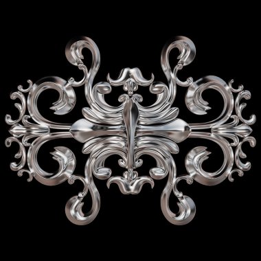 Krom süsleme. Siyah arka plan üzerinde izole