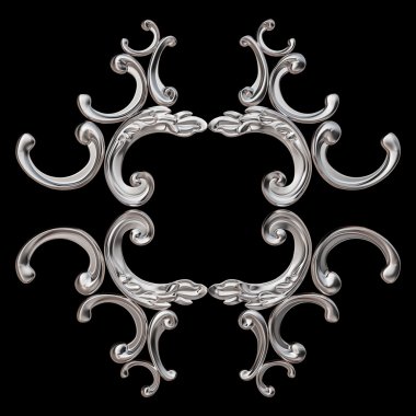 Krom süsleme. Siyah arka plan üzerinde izole