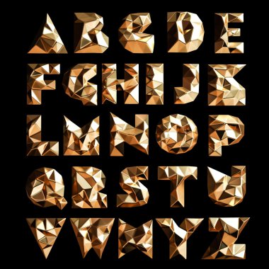 alfabe harfleri 3D set geometrik şekiller