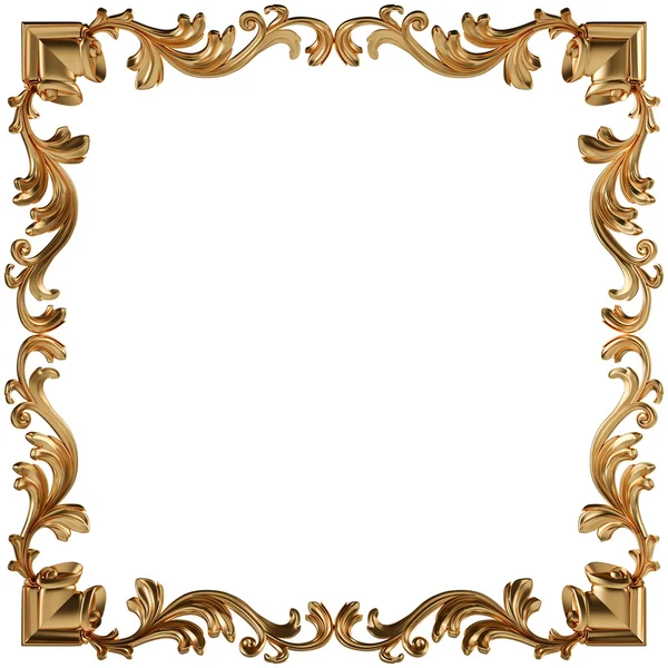 Conjunto de moldura de ouro. Isolado sobre fundo branco — Fotografia de Stock