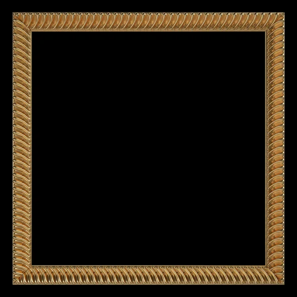 Moldura dourada. Isolado sobre fundo preto — Fotografia de Stock