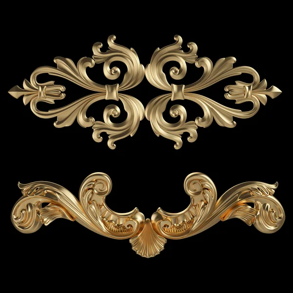 Gold ornament on a black background — Stock Photo, Image