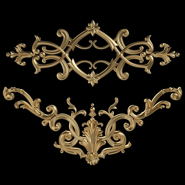 Siyah bir zemin üzerine altın süsleme