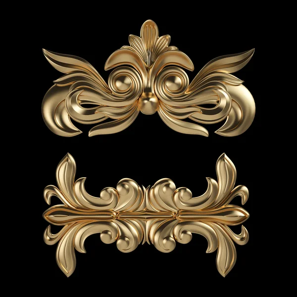 Ornamento in oro su sfondo nero — Foto Stock