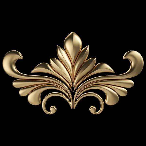 Gold ornament on a black background — Stock Photo, Image