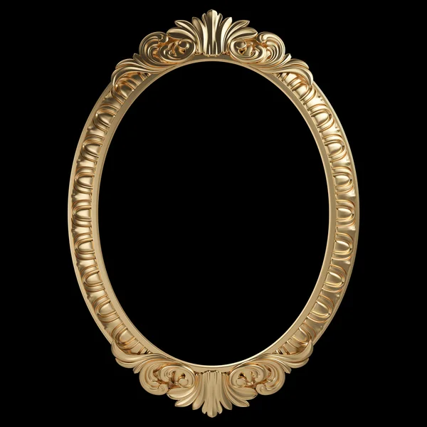 Gouden frame. Geïsoleerd op zwarte achtergrond — Stockfoto