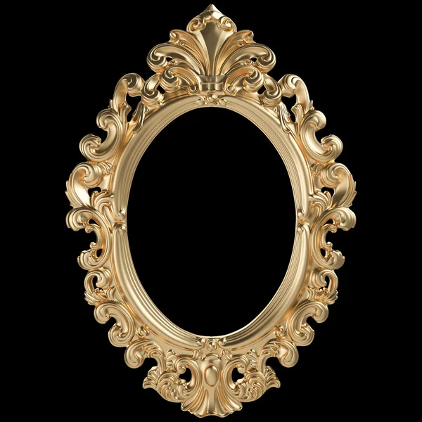 Gouden frame. Geïsoleerd op zwarte achtergrond — Stockfoto