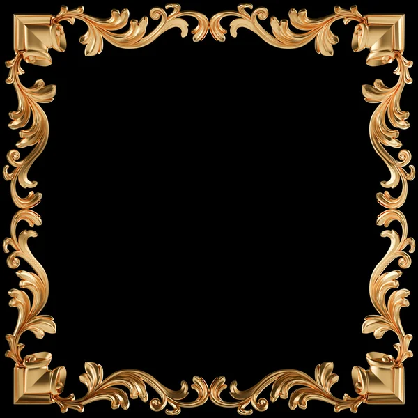 Золотая рамка. Изолированный на черном фоне — стоковое фото