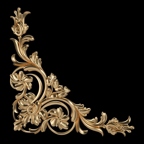 Siyah bir zemin üzerine altın süsleme