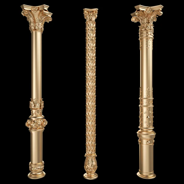 Altın sütun Siyah arka plan üzerine izole