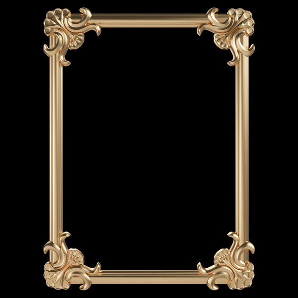 Gouden frame. Geïsoleerd op zwarte achtergrond — Stockfoto