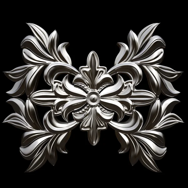 Krom süsleme. Siyah arka plan üzerinde izole