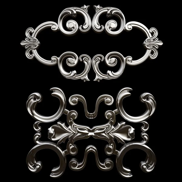 Ornamento cromato. isolato su sfondo nero — Foto Stock