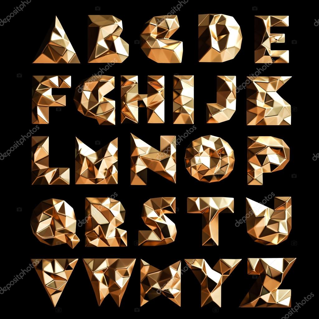 3d set geometric shapes alphabet letters. High resolution
