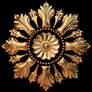 Siyah bir zemin üzerine altın süsleme