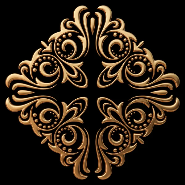 Gold ornament on a black background — Stock Photo, Image