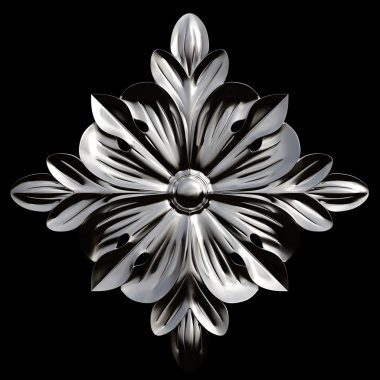 Krom süsleme. Siyah arka plan üzerinde izole