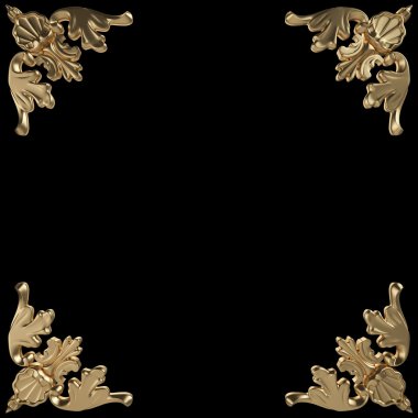 Altın Çerçeve. Siyah arka plan üzerinde izole