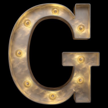 Retro alfabe. Siyah arka plan üzerinde izole