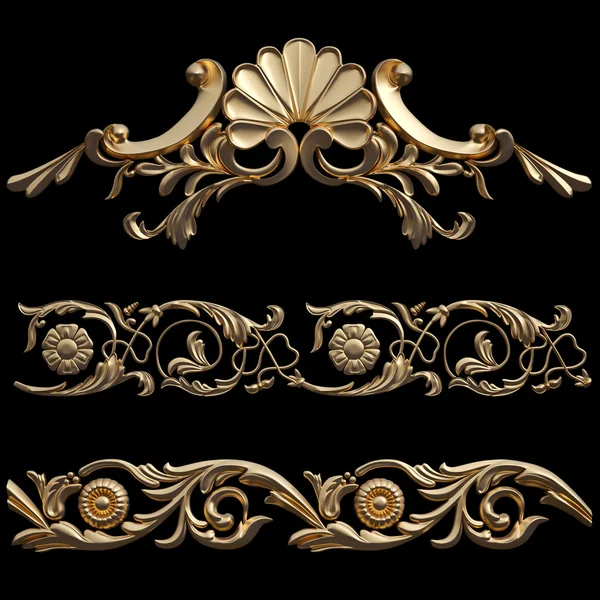 Ornamento in oro su sfondo nero — Foto Stock