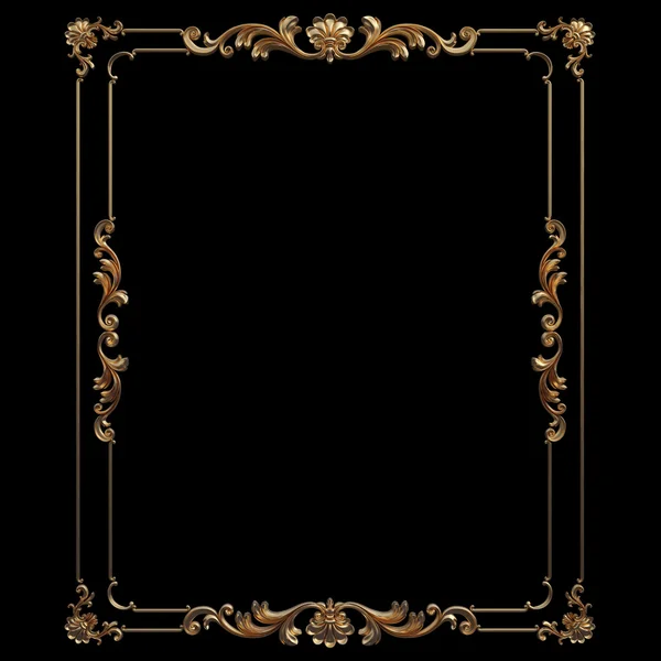 Gold frame. Isolated over black background — Stock Photo, Image