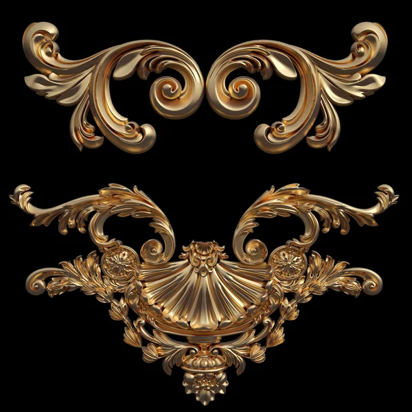 Ornamento in oro su sfondo nero — Foto Stock