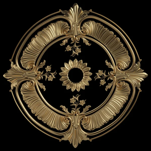 Gold ornament on a black background — Stock Photo, Image