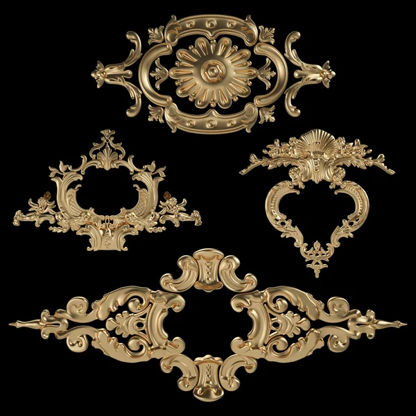 Ornamento in oro su sfondo nero — Foto Stock