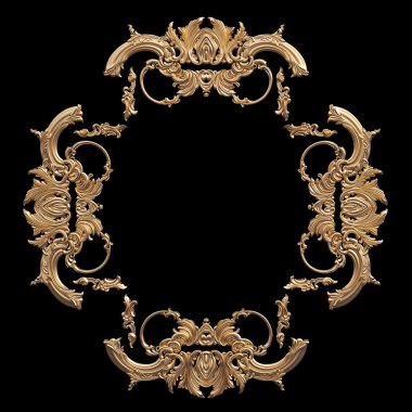 Siyah bir zemin üzerine altın süsleme