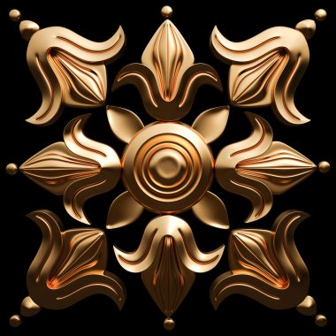 Siyah bir zemin üzerine altın süsleme