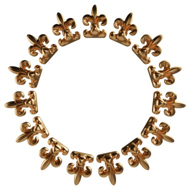 Altın çerçeve kümesi. Beyaz arka plan üzerinde izole