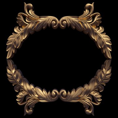 Altın süs. Beyaz arka plan üzerinde izole