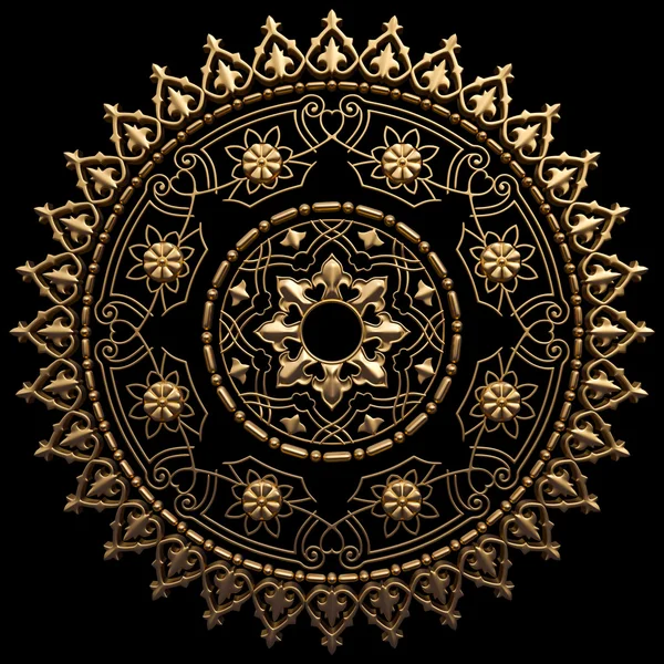 Gold ornament on a black background — Stock Photo, Image