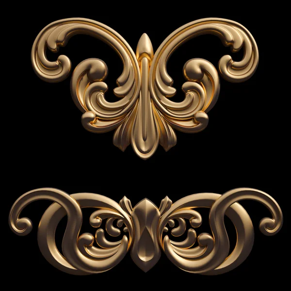 Ornamento in oro su sfondo nero — Foto Stock